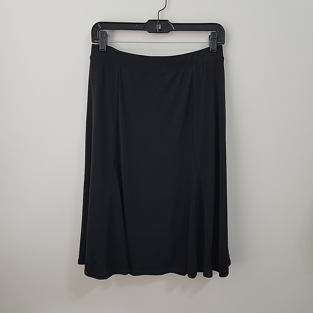 Jaclyn Smith Classic Stretch Black A-Line Skirt With Shorts Size L NWT